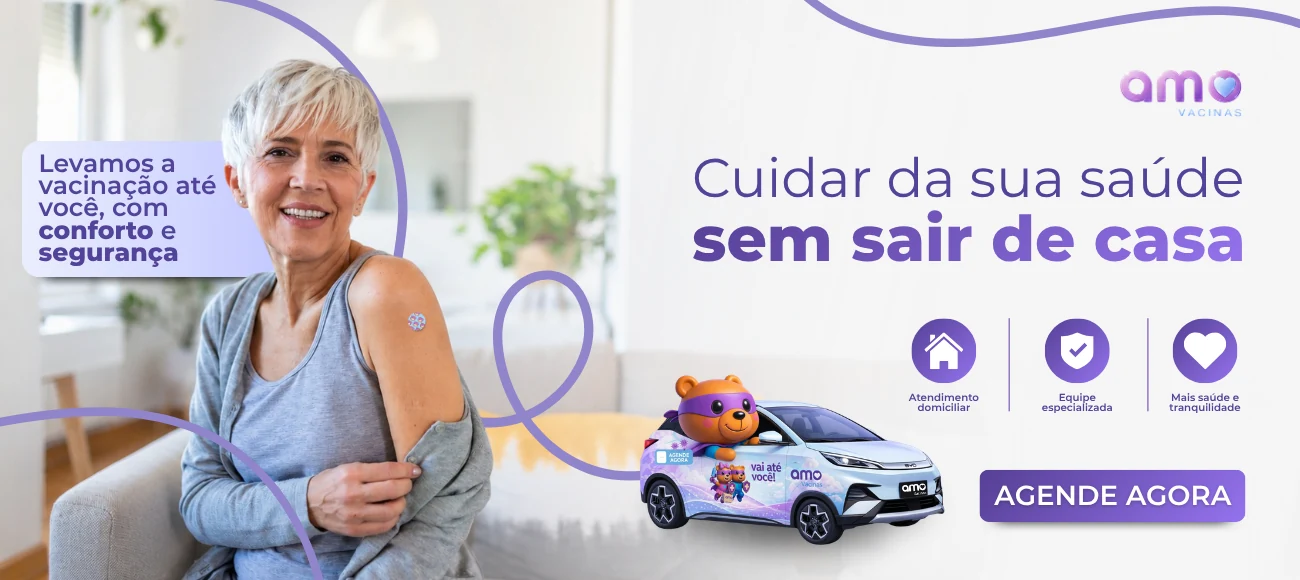 Cuidar da sua saúde sem sair de casa. Levamos a vacinação até você, com conforto e segurança: atendimento domiciliar, equipe especializada, mais saúde e tranquilidade.